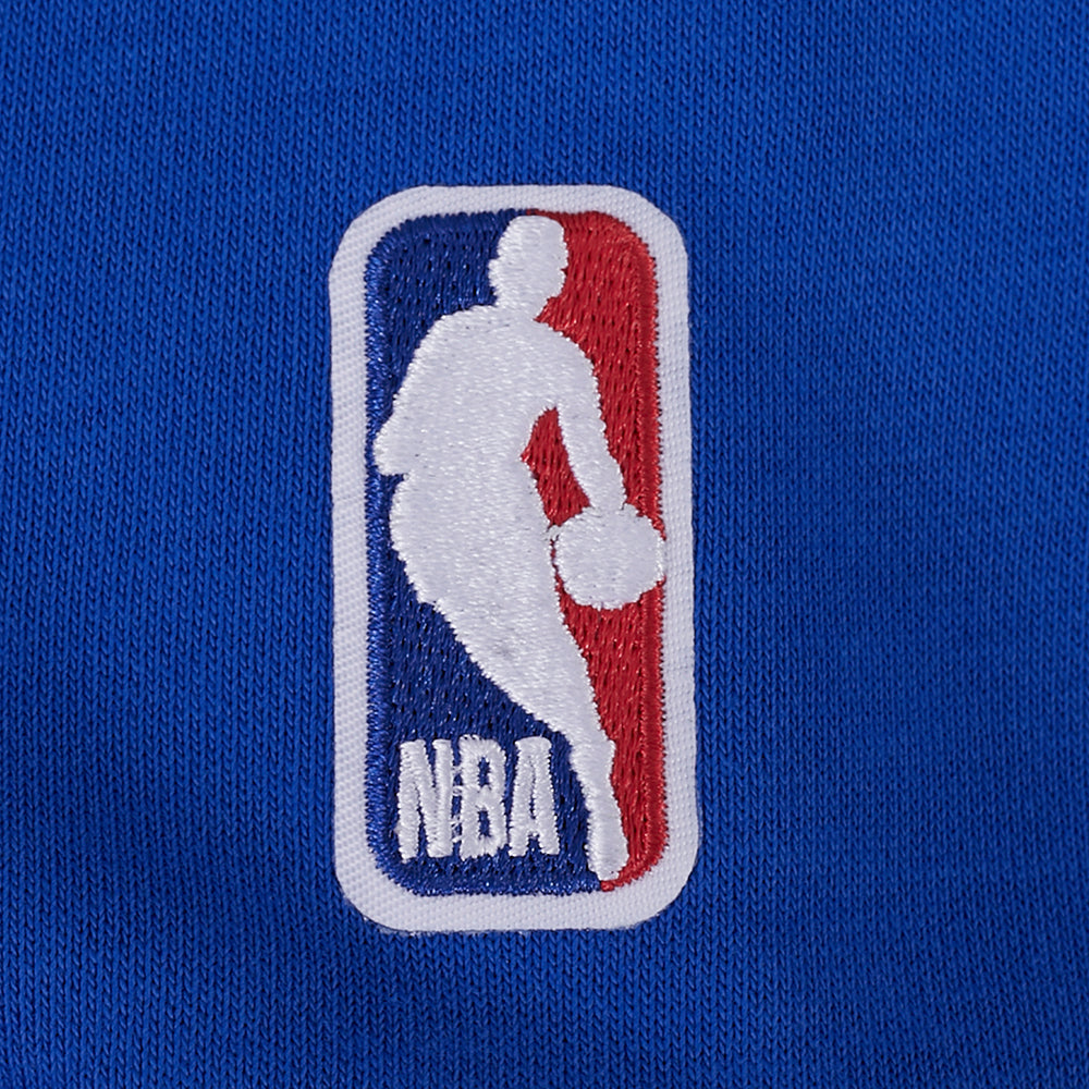 NBA NEW YORK KNICKS CHANDAIL À CAPUCHON DU CHAMPIONNAT 2026 COURT POUR FEMME (BLEU ROYAL/ORANGE/BLEU ROYAL)