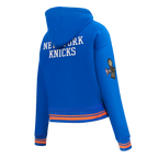NBA NEW YORK KNICKS CHANDAIL À CAPUCHON DU CHAMPIONNAT 2026 COURT POUR FEMME (BLEU ROYAL/ORANGE/BLEU ROYAL)
