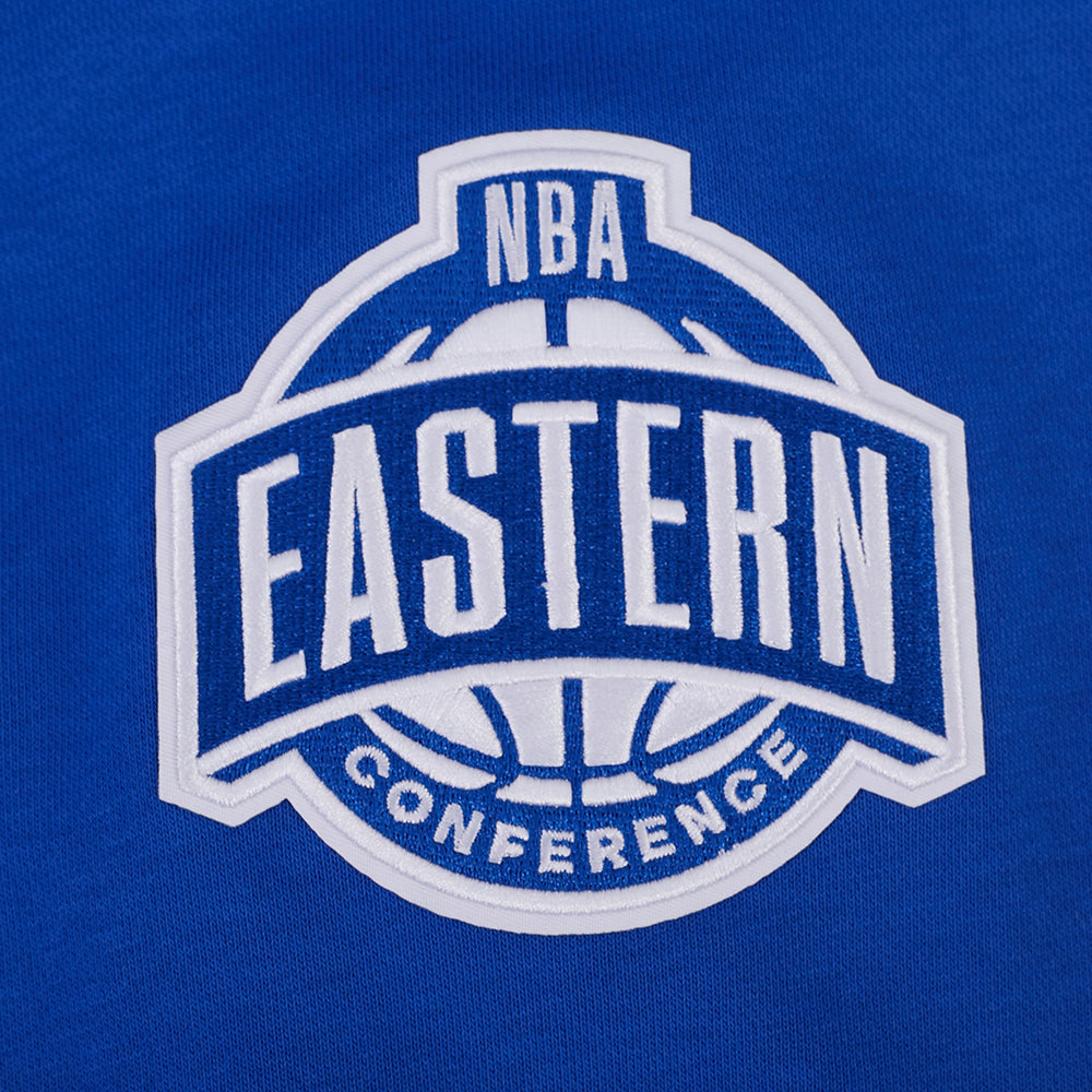 NBA NEW YORK KNICKS CHANDAIL À CAPUCHON DU CHAMPIONNAT 2026 COURT POUR FEMME (BLEU ROYAL/ORANGE/BLEU ROYAL)