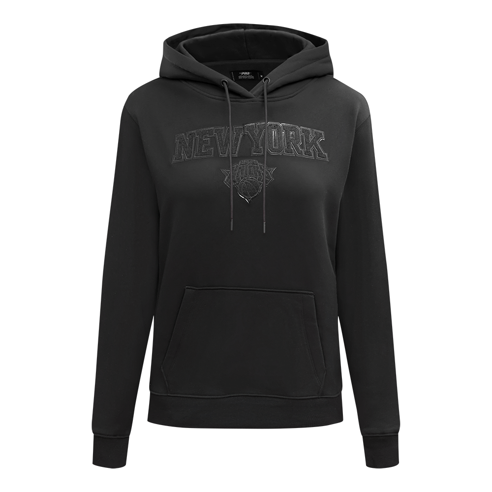 NBA NEW YORK KNICKS TRIPLE BLACK CHANDAIL À CAPUCHON EN MOLLETON POUR FEMME (TRIPLE NOIR FEMME)