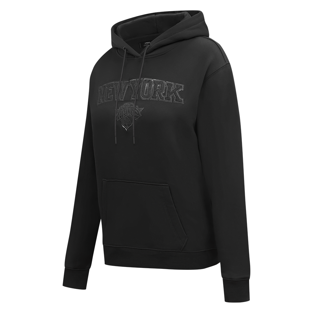 NBA NEW YORK KNICKS TRIPLE BLACK CHANDAIL À CAPUCHON EN MOLLETON POUR FEMME (TRIPLE NOIR FEMME)