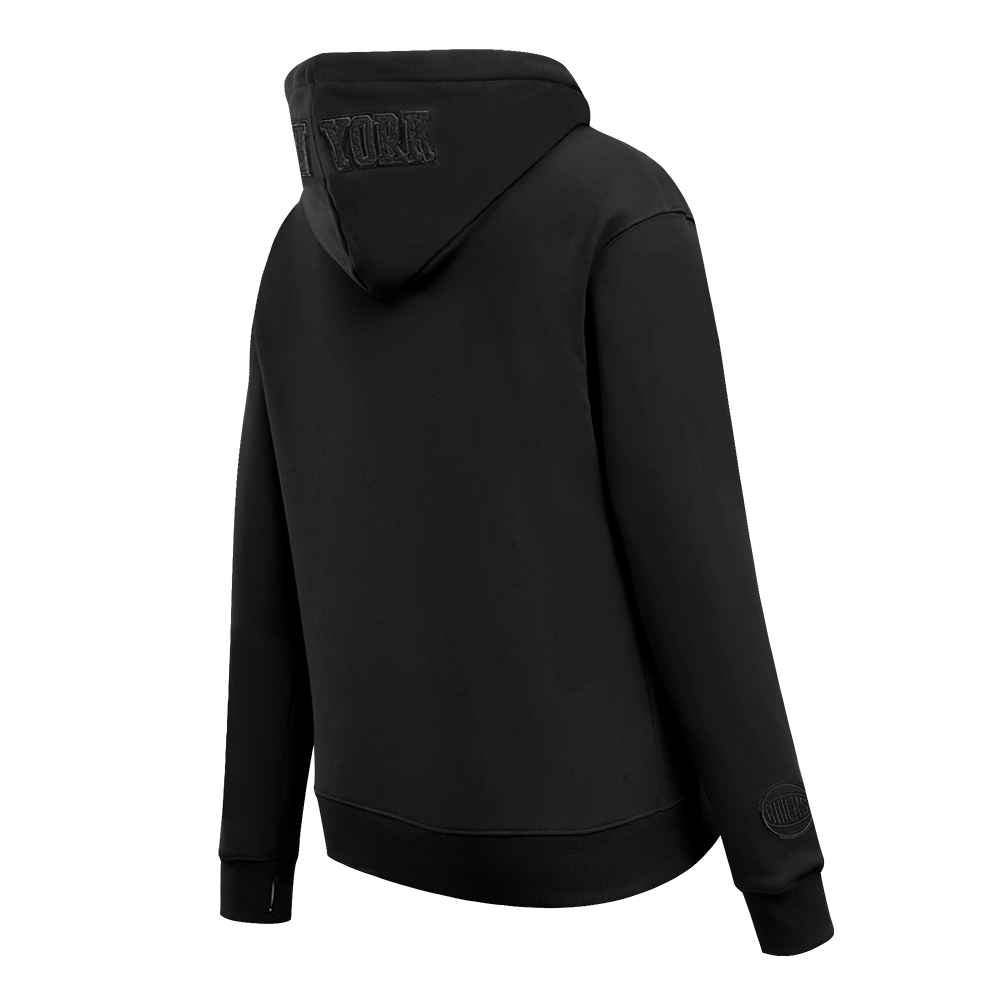 NBA NEW YORK KNICKS TRIPLE BLACK CHANDAIL À CAPUCHON EN MOLLETON POUR FEMME (TRIPLE NOIR FEMME)