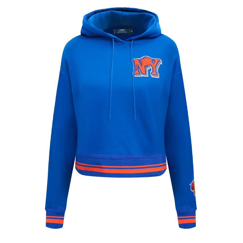 NBA NEW YORK KNICKS CHANDAIL À CAPUCHON MASHUP COURT CÔTELÉ POUR FEMME (BLEU ROYAL/ORANGE/BLEU ROYAL)