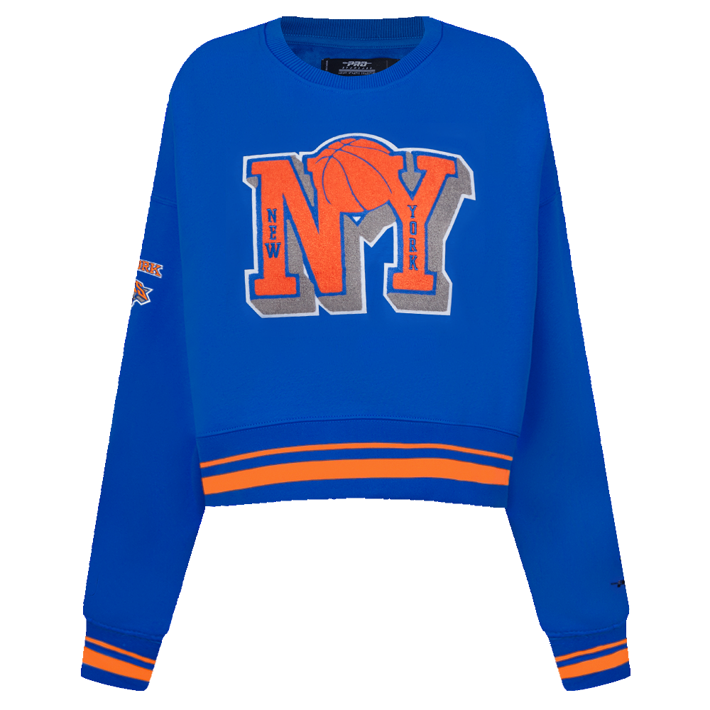 NBA NEW YORK KNICKS CHANDAIL À COL ROND MASHUP CÔTELÉ POUR FEMME (BLEU ROYAL/ORANGE/BLEU ROYAL)