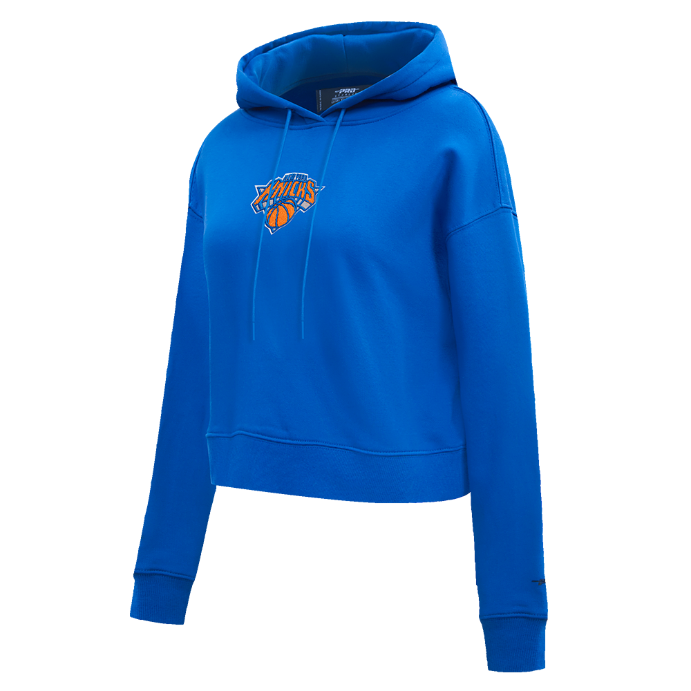 NBA NEW YORK KNICKS CLASSIC WOMEN'S CROPPED PULLOVER HOODIE (ROYAL BLUE)