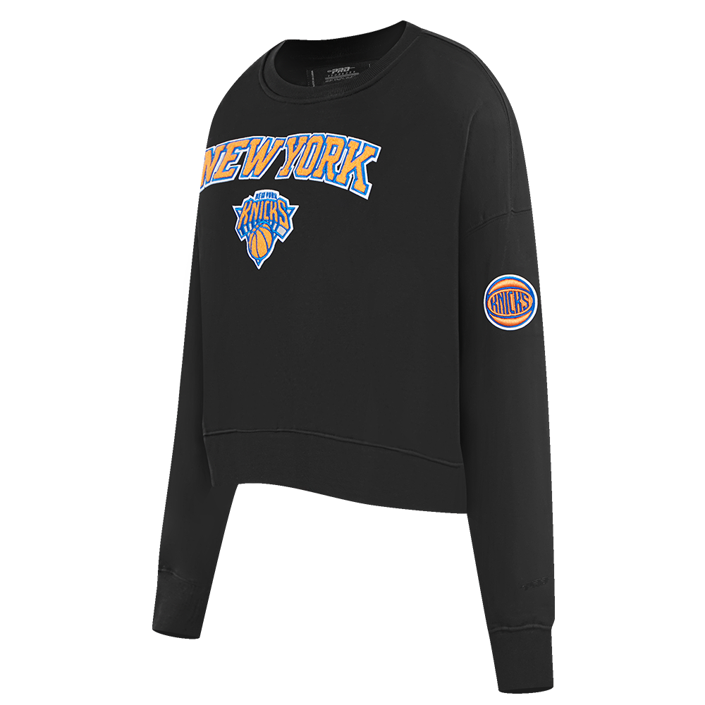 NBA NEW YORK KNICKS CLASSIC WOMEN'S FLEECE CREWNECK (BLACK)