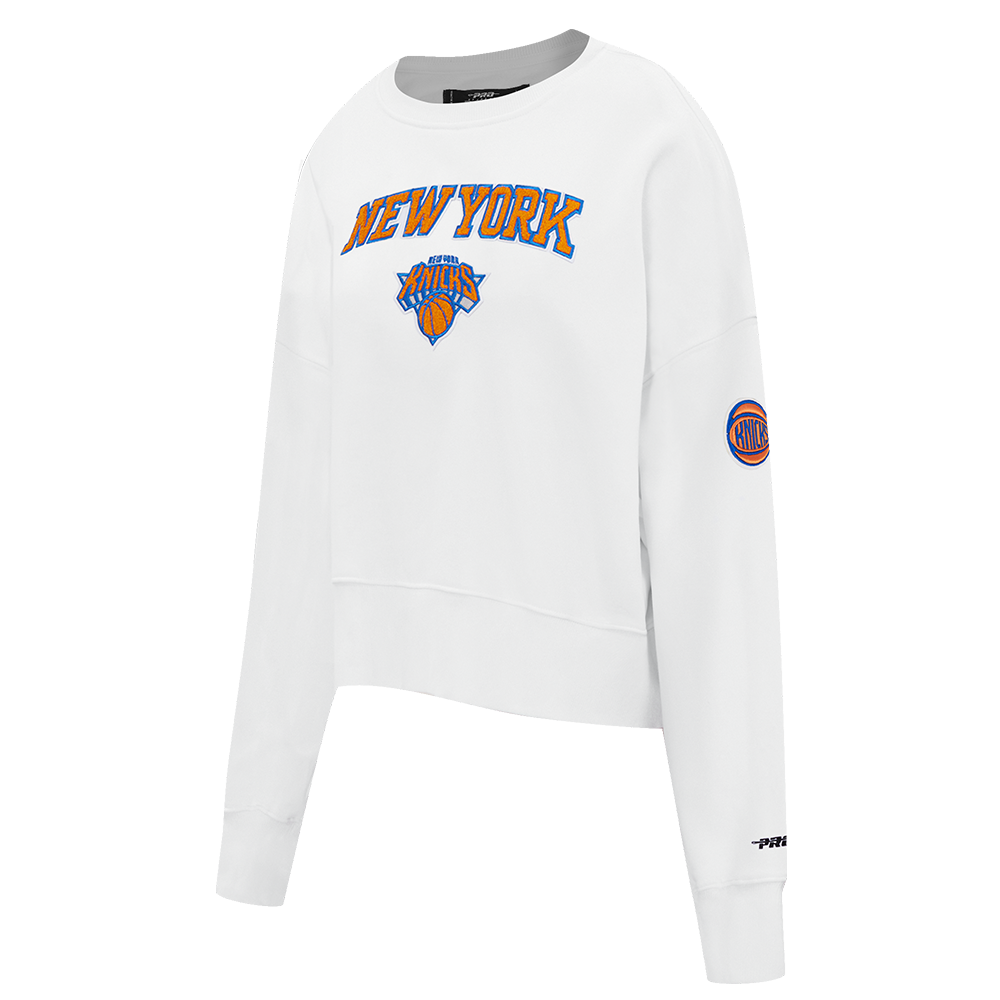 NBA NEW YORK KNICKS CLASSIC WOMEN'S FLEECE CREWNECK (WHITE)