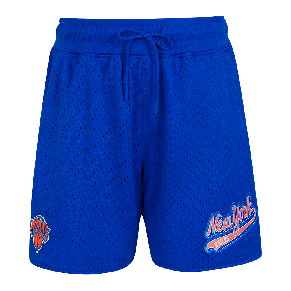 NBA NEW YORK KNICKS SCRIPT TAIL WOMEN'S MESH SHORT (ROYAL BLUE)
