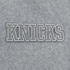 NBA NEW YORK KNICKS REVERSE FRENCH TERRY WOMEN'S WOOL VARSITY JACKET (BLACK/GRAY/EGGSHELL)