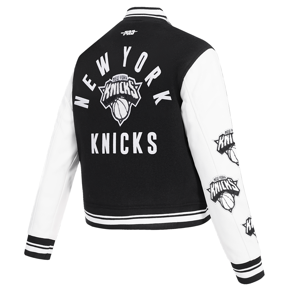 NBA NEW YORK KNICKS WOMEN'S VARSITY JACKET (BLACK/WHITE)