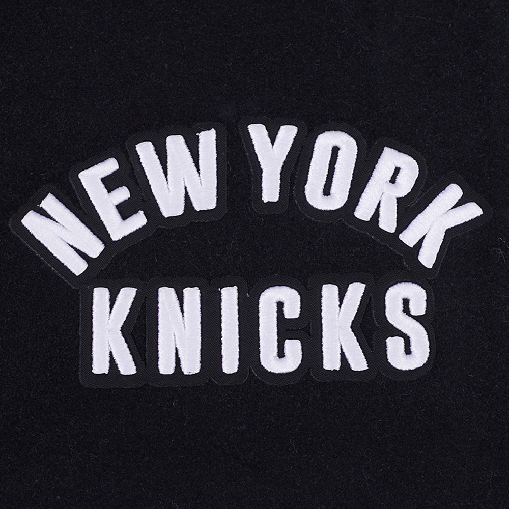 NBA NEW YORK KNICKS WOMEN'S VARSITY JACKET (BLACK/WHITE)