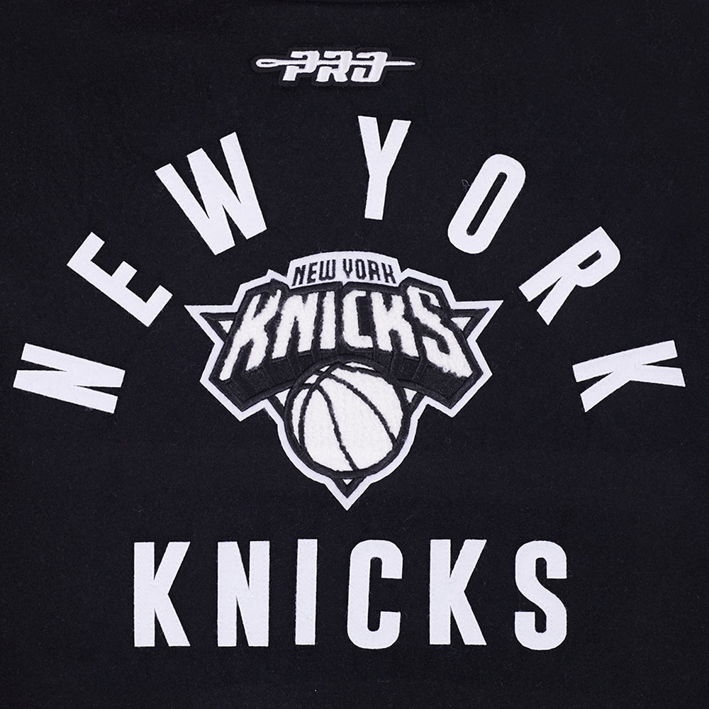 NBA NEW YORK KNICKS WOMEN'S VARSITY JACKET (BLACK/WHITE)