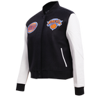 NBA NEW YORK KNICKS CLASSIC BLOUSON COLLÉGIAL EN LAINE POUR FEMME (NOIR/BLANC)
