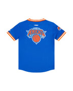 NBA NEW YORK KNICKS CLASSIC T-SHIRT EN FILET À MANCHES COURTES POUR GARÇON ENFANT (BLEU ROYAL/ORANGE)