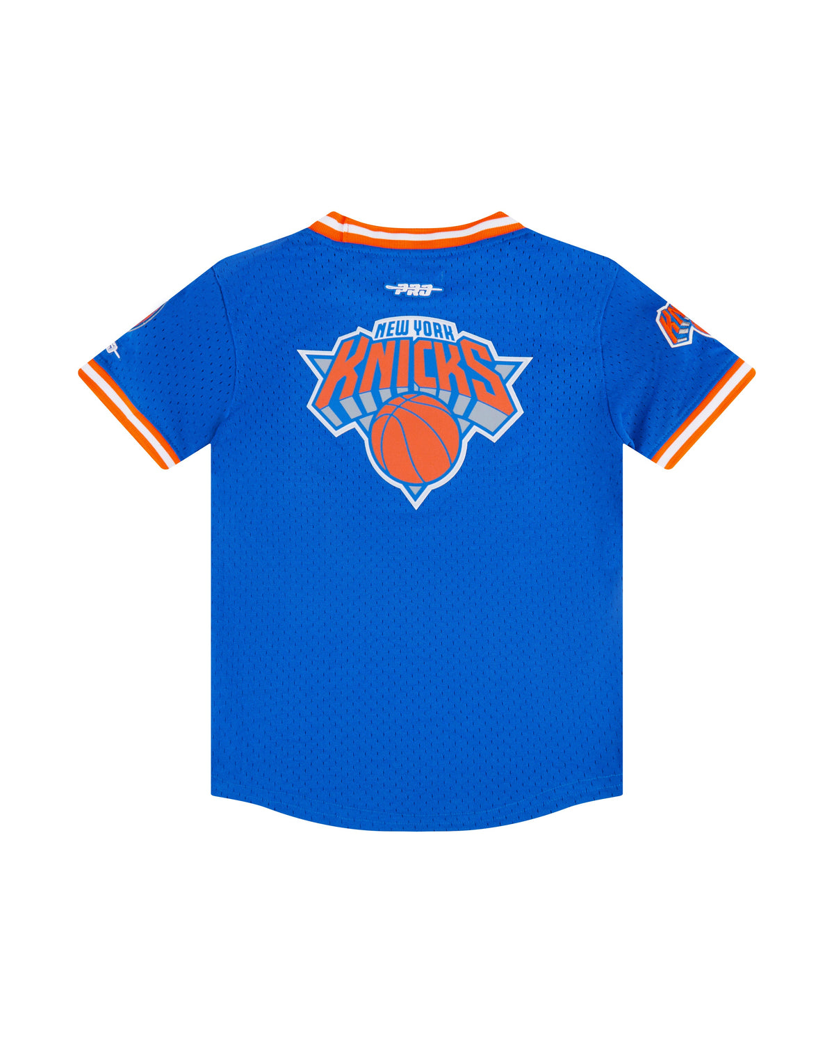 NBA NEW YORK KNICKS CLASSIC T-SHIRT EN FILET À MANCHES COURTES POUR GARÇON ENFANT (BLEU ROYAL/ORANGE)