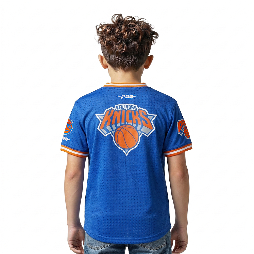 NBA NEW YORK KNICKS CLASSIC LITTLE BOYS SHORT SLEEVE MESH TEE (ROYAL BLUE/ORANGE)