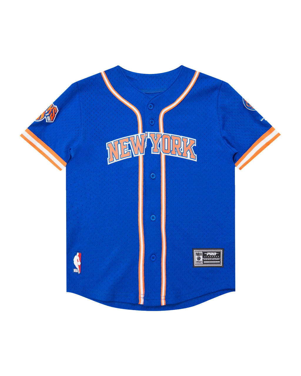 NBA NEW YORK KNICKS CLASSIC CHEMISE BOUTONNÉE EN FILET POUR GARÇON ENFANT (BLEU ROYAL/ORANGE)