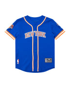 NBA NEW YORK KNICKS CLASSIC CHEMISE BOUTONNÉE EN FILET POUR GARÇON ENFANT (BLEU ROYAL/ORANGE)