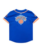 NBA NEW YORK KNICKS CLASSIC CHEMISE BOUTONNÉE EN FILET POUR GARÇON ENFANT (BLEU ROYAL/ORANGE)