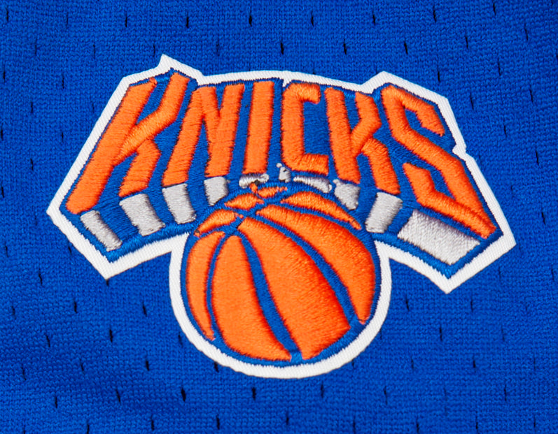 NBA NEW YORK KNICKS CLASSIC CHEMISE BOUTONNÉE EN FILET POUR GARÇON ENFANT (BLEU ROYAL/ORANGE)