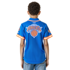 NBA NEW YORK KNICKS CLASSIC CHEMISE BOUTONNÉE EN FILET POUR GARÇON ENFANT (BLEU ROYAL/ORANGE)