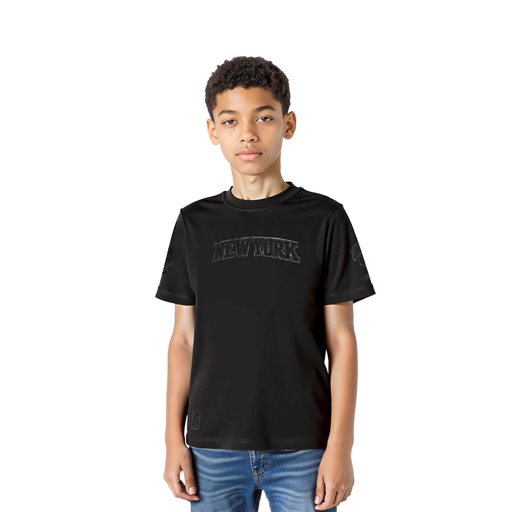 NBA NEW YORK KNICKS TRIPLE BLACK LITTLE BOY'S SHORT SLEEVE TEE (BLACK)