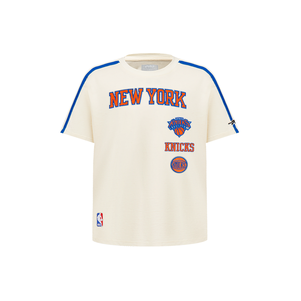 NBA NEW YORK KNICKS RETRO CLASSIC LITTLE BOY'S SHORT SLEEVE TAPING TEE (EGGSHELL/ROYAL BLUE)