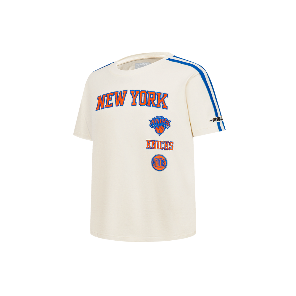 NBA NEW YORK KNICKS RETRO CLASSIC LITTLE BOY'S SHORT SLEEVE TAPING TEE (EGGSHELL/ROYAL BLUE)