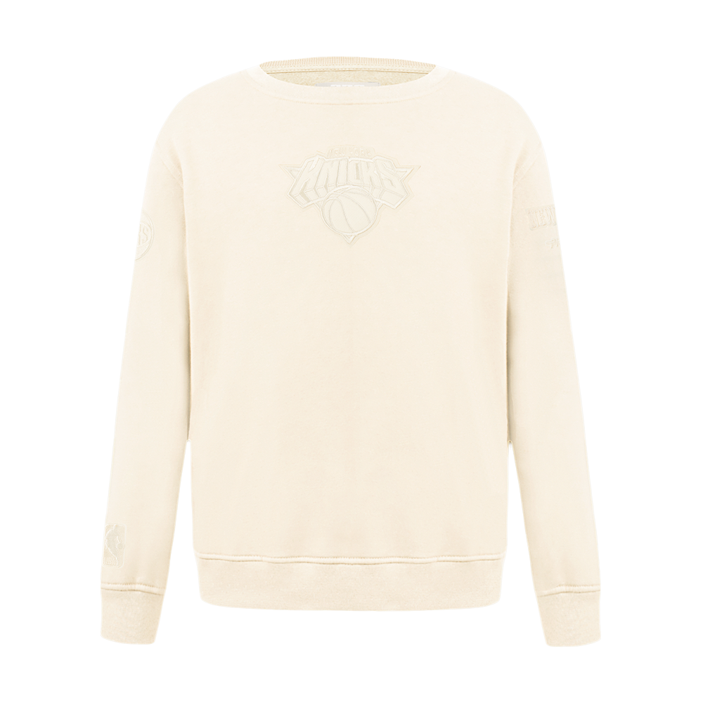 NBA NEW YORK KNICKS NEUTRAL LITTLE BOY'S FLEECE CREWNECK (EGGSHELL)