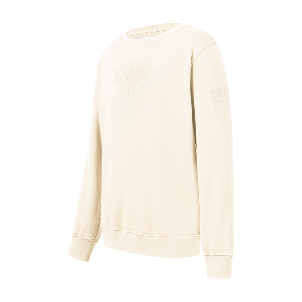 NBA NEW YORK KNICKS NEUTRAL LITTLE BOYS FLEECE CREWNECK (EGGSHELL)