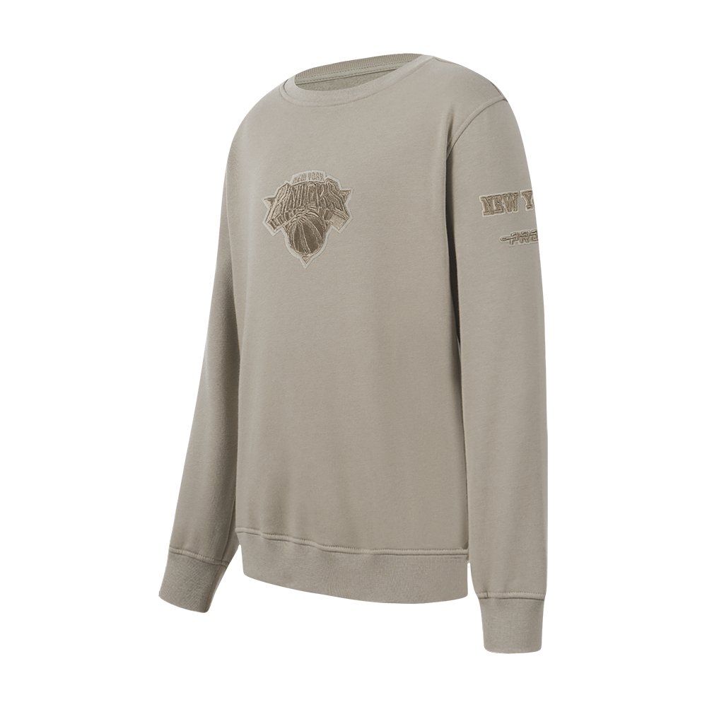 NBA NEW YORK KNICKS NEUTRAL LITTLE BOYS FLEECE CREWNECK (TAUPE)
