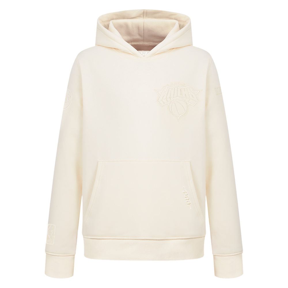 NBA NEW YORK KNICKS NEUTRAL LITTLE BOY'S FLEECE PULLOVER HOODIE (EGGSHELL)