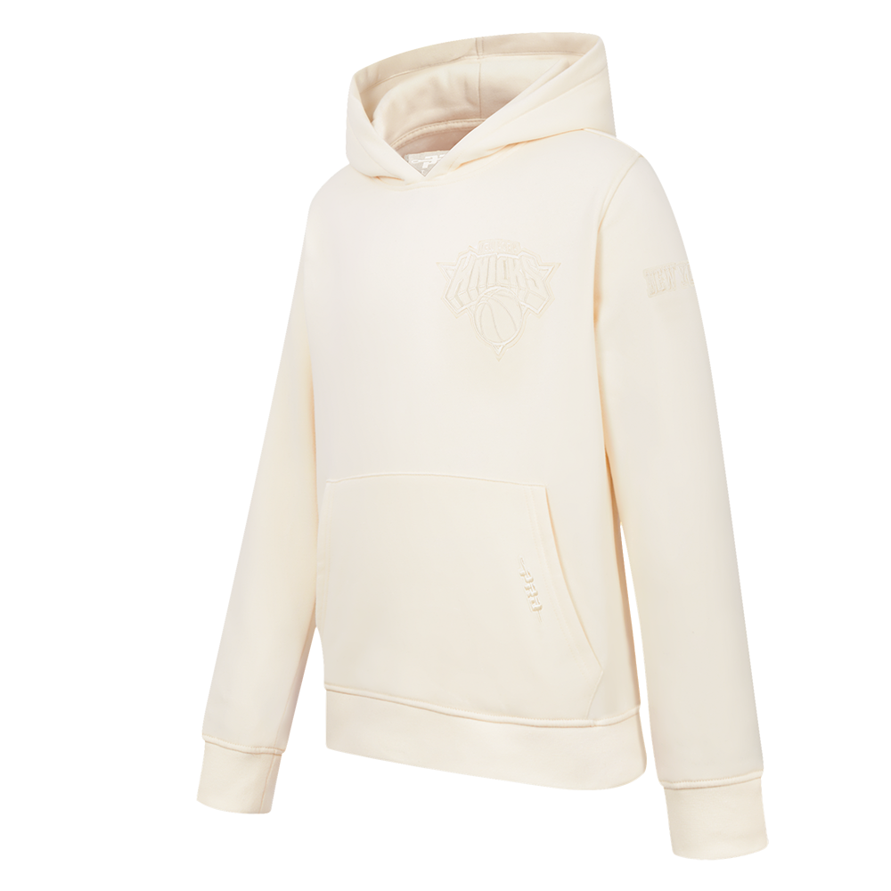 NBA NEW YORK KNICKS NEUTRAL LITTLE BOYS FLEECE PULLOVER HOODIE (EGGSHELL)