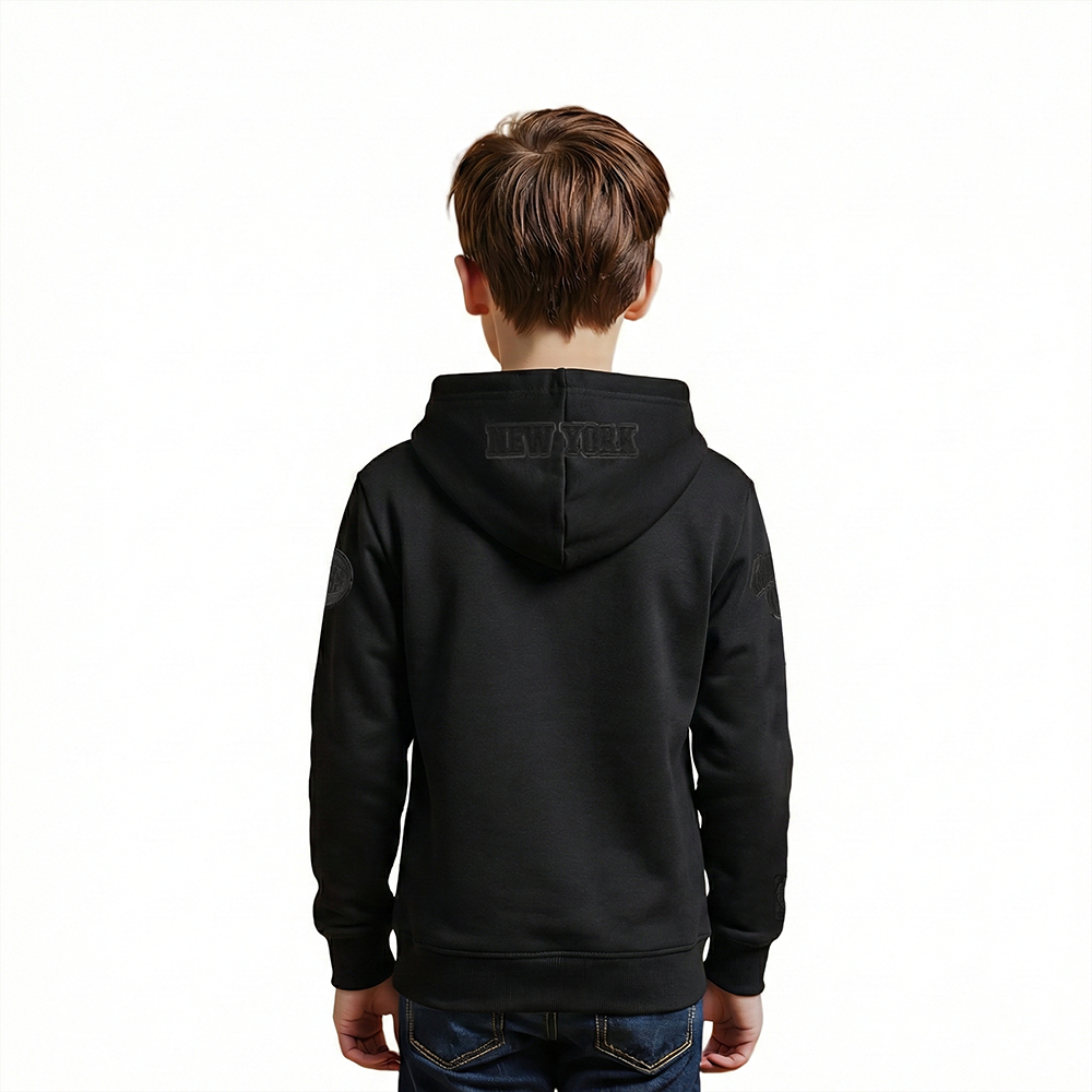 NBA NEW YORK KNICKS TRIPLE BLACK LITTLE BOY'S FLEECE PULLOVER HOODIE (BLACK)
