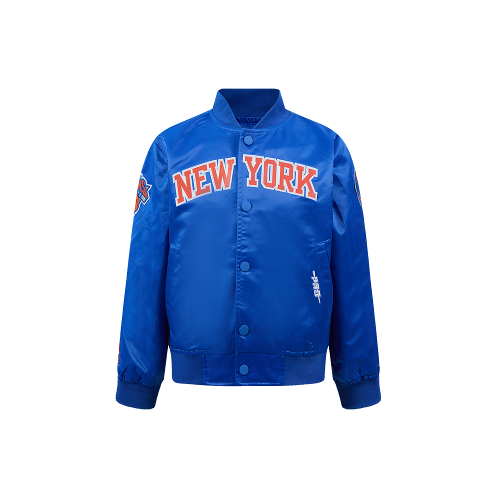 NBA NEW YORK KNICKS CLASSIC BLOUSON EN SATIN POUR GARÇON ENFANT (BLEU ROYAL)