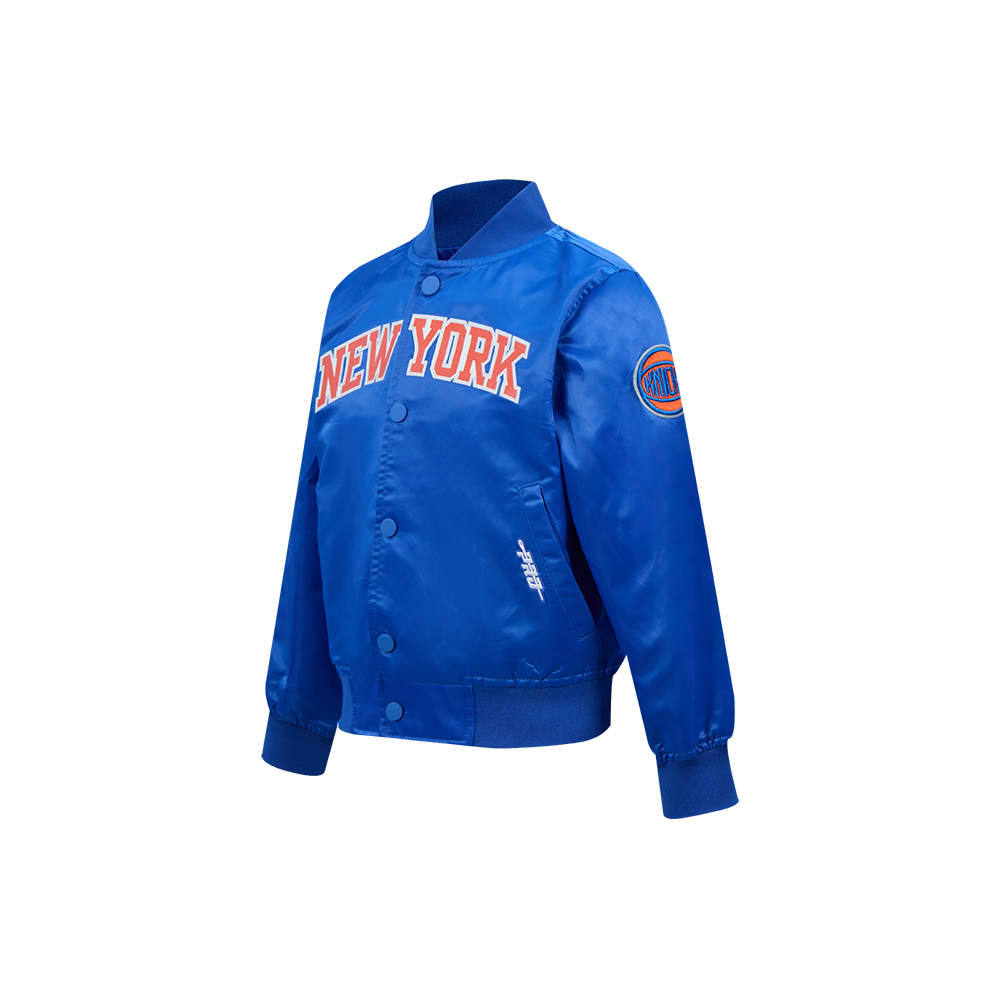 NBA NEW YORK KNICKS CLASSIC BLOUSON EN SATIN POUR GARÇON ENFANT (BLEU ROYAL)