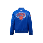 NBA NEW YORK KNICKS CLASSIC BLOUSON EN SATIN POUR GARÇON ENFANT (BLEU ROYAL)