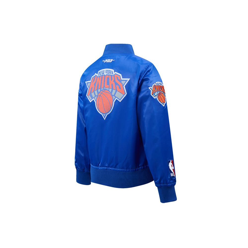 NBA NEW YORK KNICKS CLASSIC BLOUSON EN SATIN POUR GARÇON ENFANT (BLEU ROYAL)