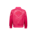 NBA NEW YORK KNICKS TRIPLE PINK LITTLE GIRL'S SATIN JACKET (BEETROOT PURPLE)