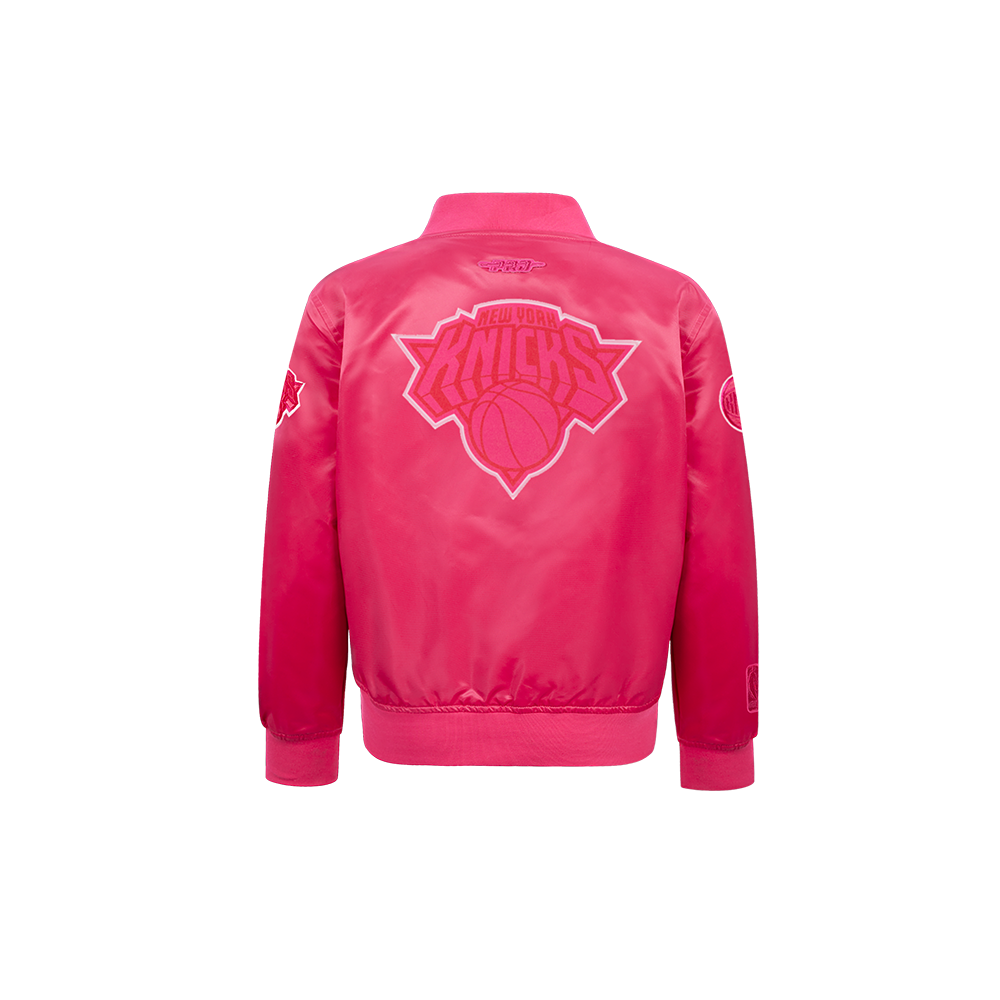 NBA NEW YORK KNICKS TRIPLE PINK LITTLE GIRL'S SATIN JACKET (BEETROOT PURPLE)