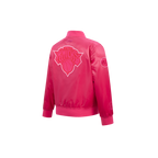 NBA NEW YORK KNICKS TRIPLE PINK LITTLE GIRL'S SATIN JACKET (BEETROOT PURPLE)