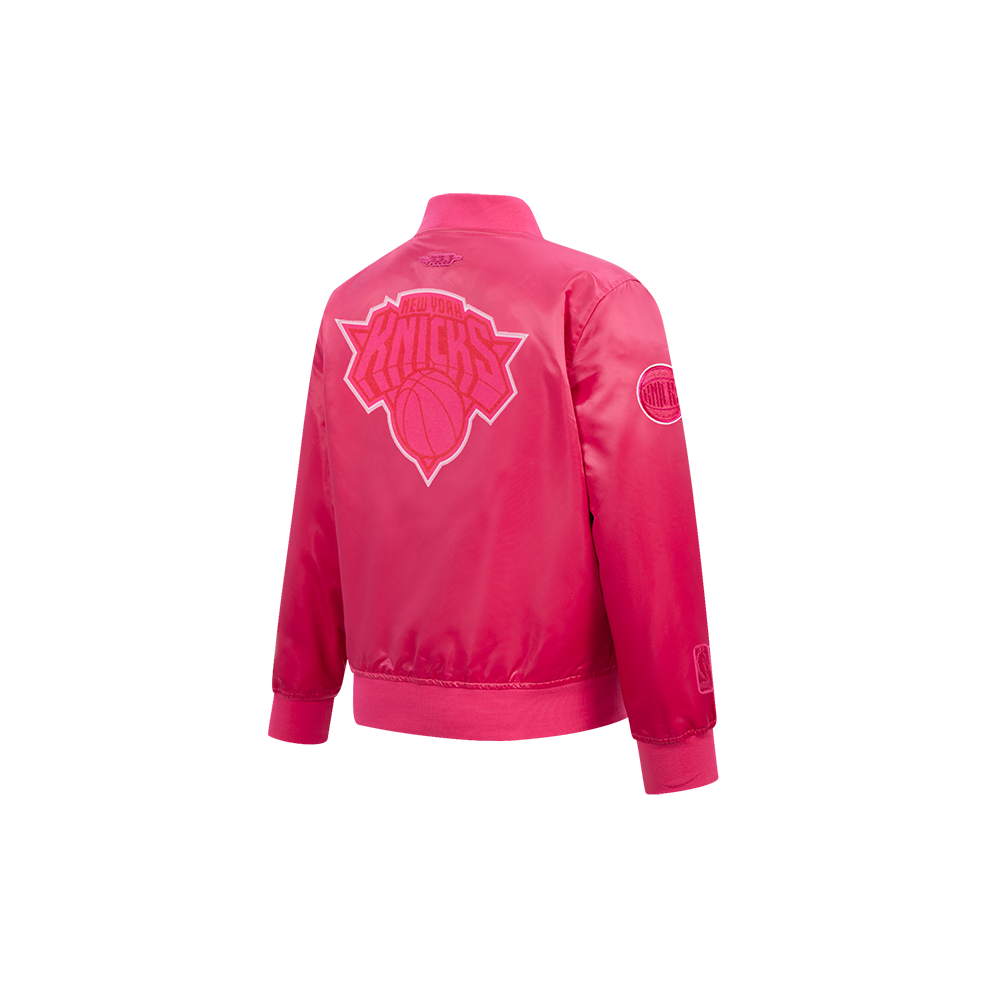 NBA NEW YORK KNICKS TRIPLE PINK LITTLE GIRL'S SATIN JACKET (BEETROOT PURPLE)