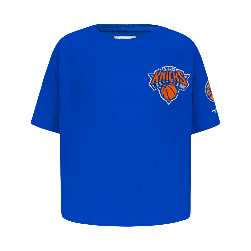 NBA NEW YORK KNICKS CLASSIC LITTLE GIRL'S SHORT SLEEVE BOXY TEE (ROYAL BLUE)