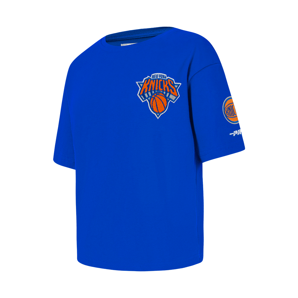 NBA NEW YORK KNICKS CLASSIC LITTLE GIRLS SHORT SLEEVE BOXY TEE (ROYAL BLUE)