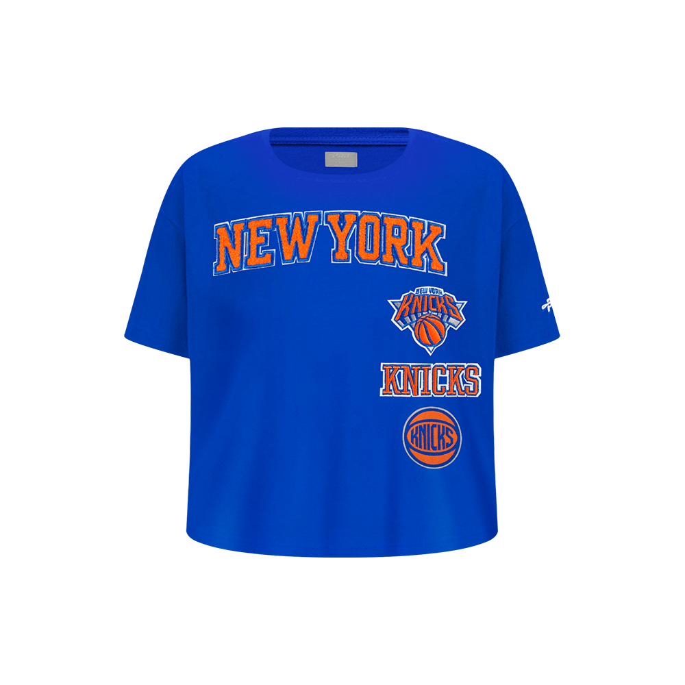 NBA NEW YORK KNICKS RETRO CLASSIC LITTLE GIRL'S SHORT SLEEVE BOXY TEE (ROYAL BLUE)