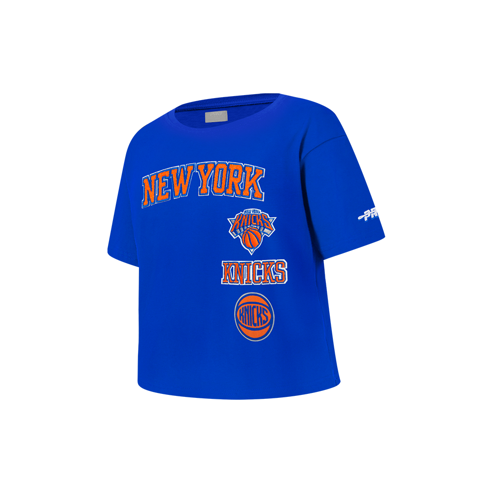 NBA NEW YORK KNICKS RETRO CLASSIC LITTLE GIRL'S SHORT SLEEVE BOXY TEE (ROYAL BLUE)