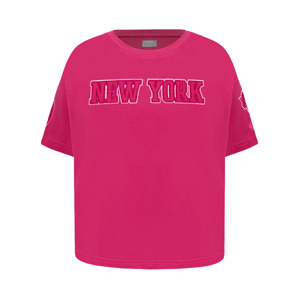 NBA NEW YORK KNICKS TRIPLE PINK LITTLE GIRL'S SHORT SLEEVE BOXY TEE (BEETROOT PURPLE)