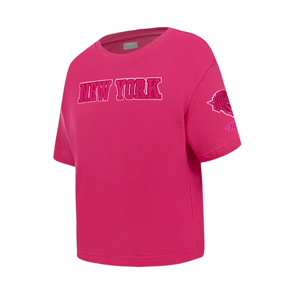 NBA NEW YORK KNICKS TRIPLE PINK LITTLE GIRL'S SHORT SLEEVE BOXY TEE (BEETROOT PURPLE)