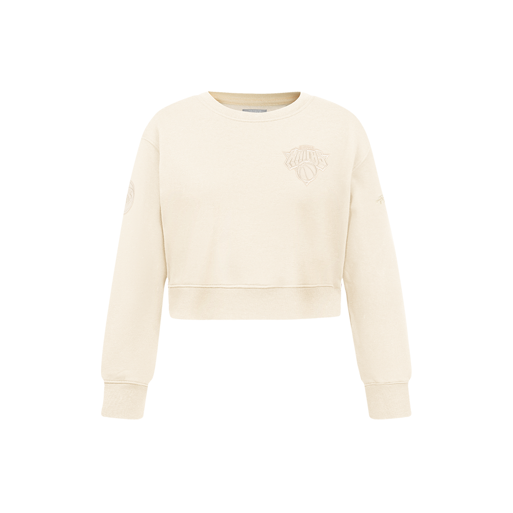 NBA NEW YORK KNICKS NEUTRAL LITTLE GIRL'S FLEECE CREWNECK (EGGSHELL)