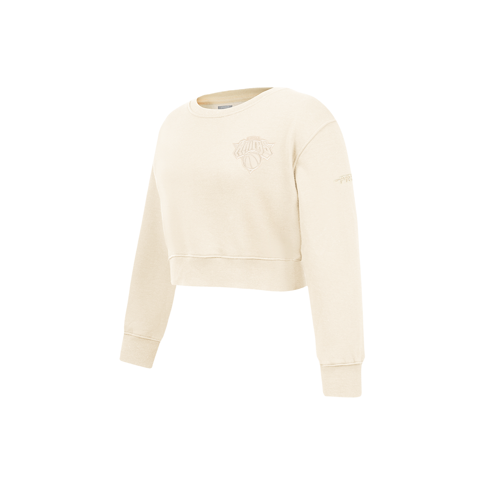 NBA NEW YORK KNICKS NEUTRAL LITTLE GIRLS FLEECE CREWNECK (EGGSHELL)